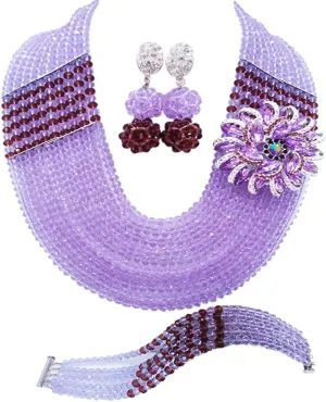 10 Rows African Beads Jewelry Set for Women Nigerian Wedding Bridal Jewelry Sets
