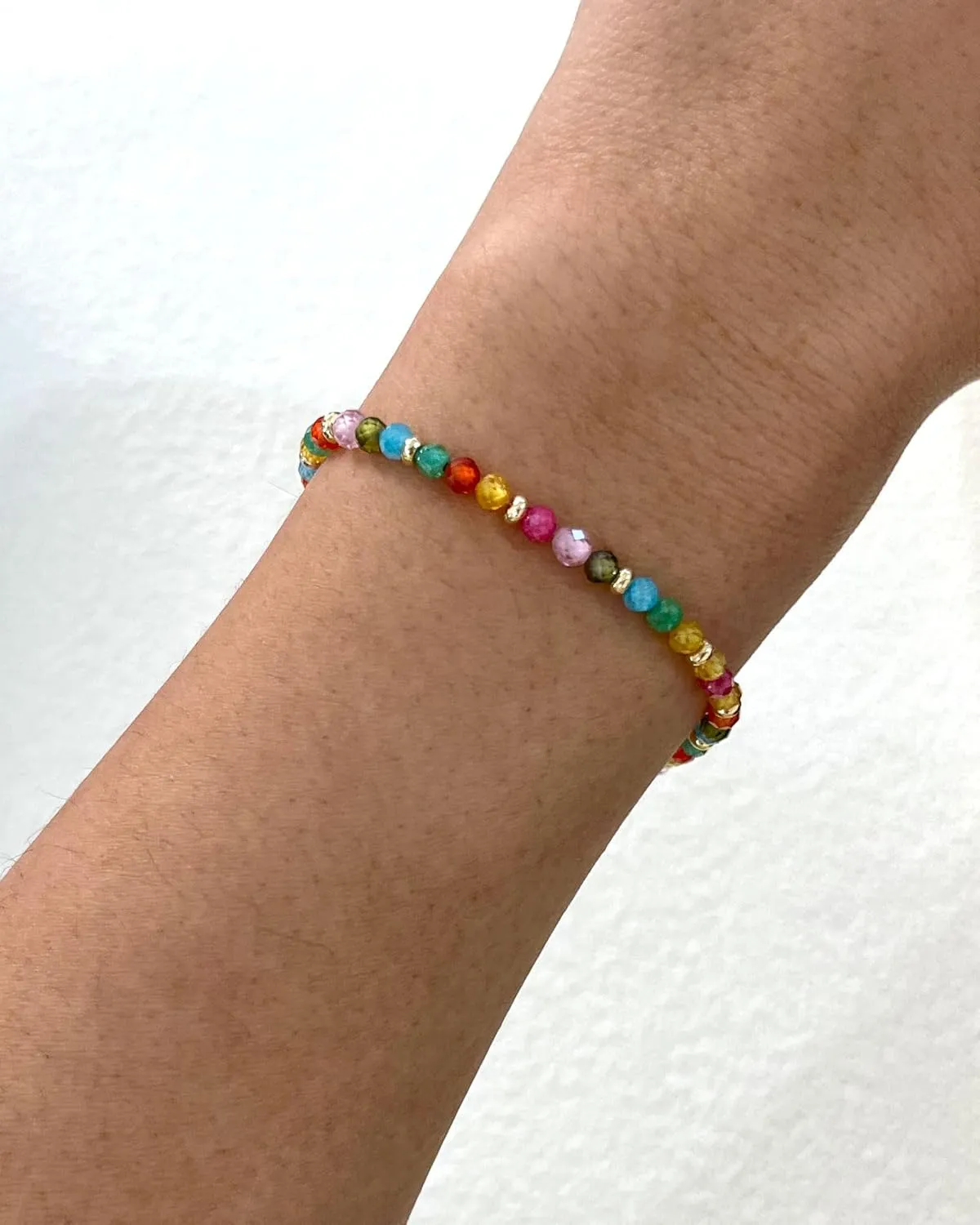 14K Gold Beaded Gemstone Bracelets for Women Colorful Boho Natural Stone Bracelet Adjustable Cute Womens Jewelry Gifts