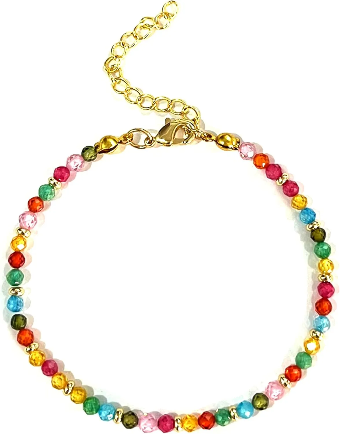 14K Gold Beaded Gemstone Bracelets for Women Colorful Boho Natural Stone Bracelet Adjustable Cute Womens Jewelry Gifts