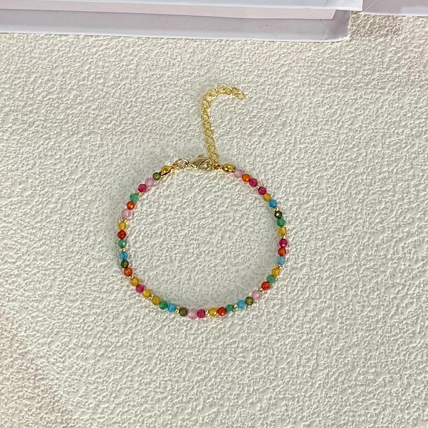 14K Gold Beaded Gemstone Bracelets for Women Colorful Boho Natural Stone Bracelet Adjustable Cute Womens Jewelry Gifts