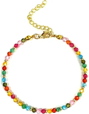 14K Gold Beaded Gemstone Bracelets for Women Colorful Boho Natural Stone Bracelet Adjustable Cute Womens Jewelry Gifts