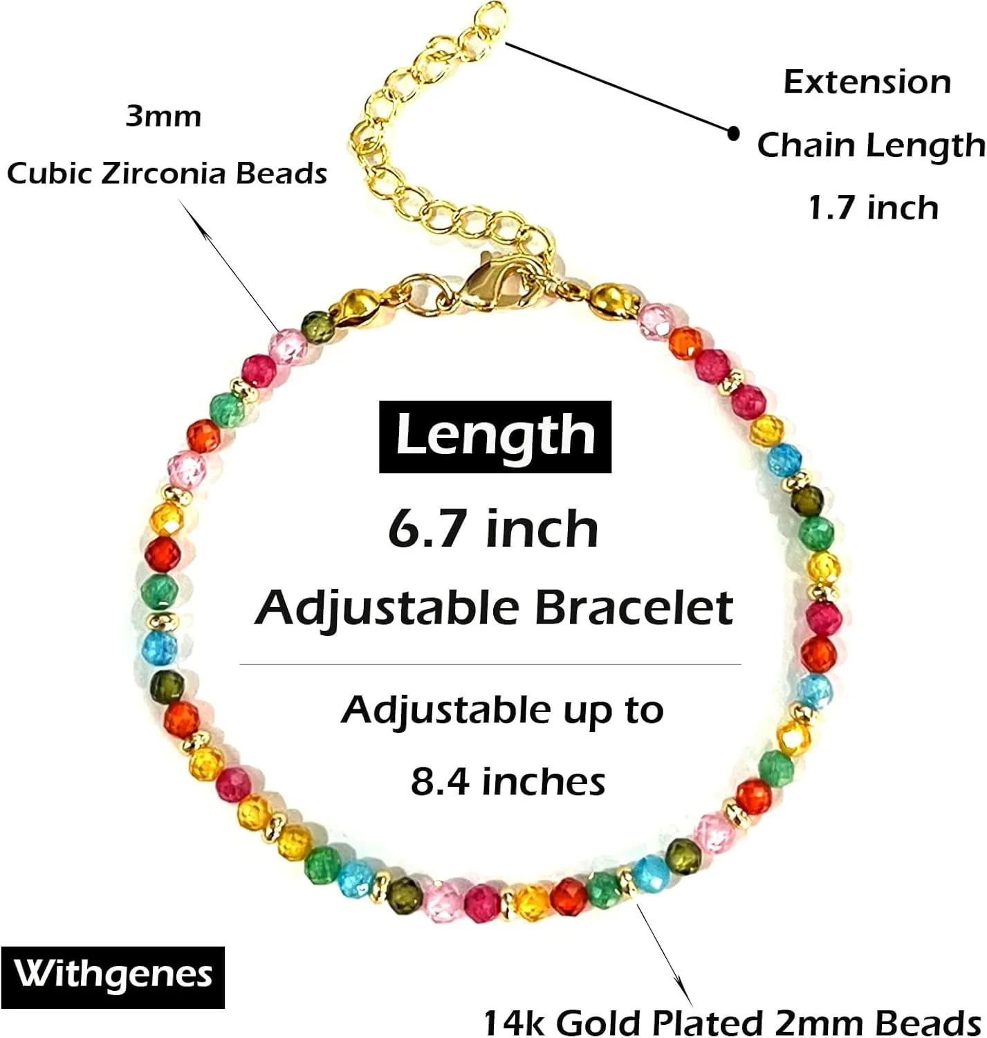 14K Gold Beaded Gemstone Bracelets for Women Colorful Boho Natural Stone Bracelet Adjustable Cute Womens Jewelry Gifts