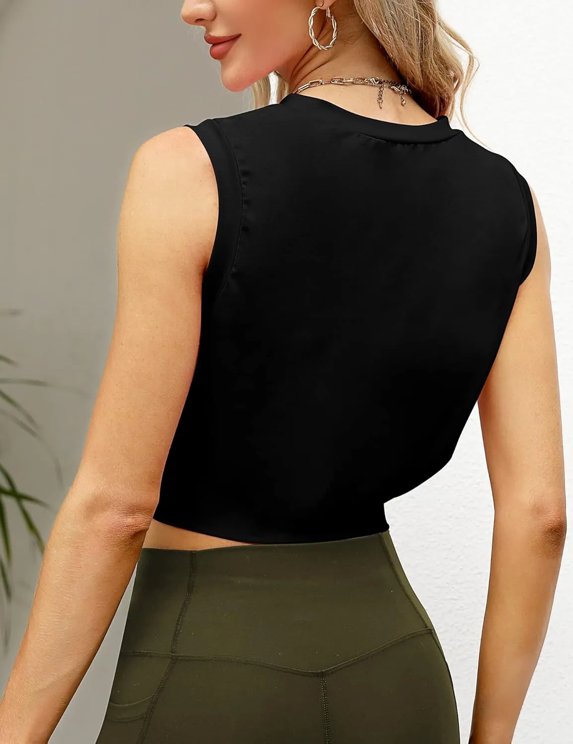 2 Pack Women Summer Yoga Athletic Shirts Cute Sleeveless Tops Crop Tops Running Workout Tank Tops