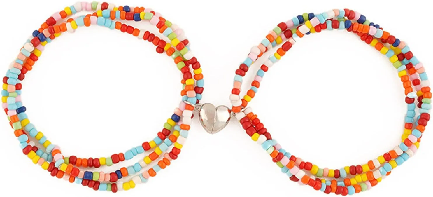 2Pcs Pride Bracelet Rainbow Bracelets for Gay LGBT Bead Bracelets for Couple Corlorful Bracelets for Womens