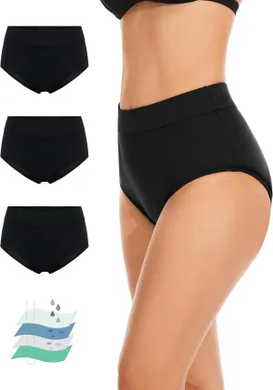 3 Pack Period Swimwear High Waist Leakproof Swim Bottoms UV 50  Menstrual Bathing Suits Bikini for Women Teens Girls