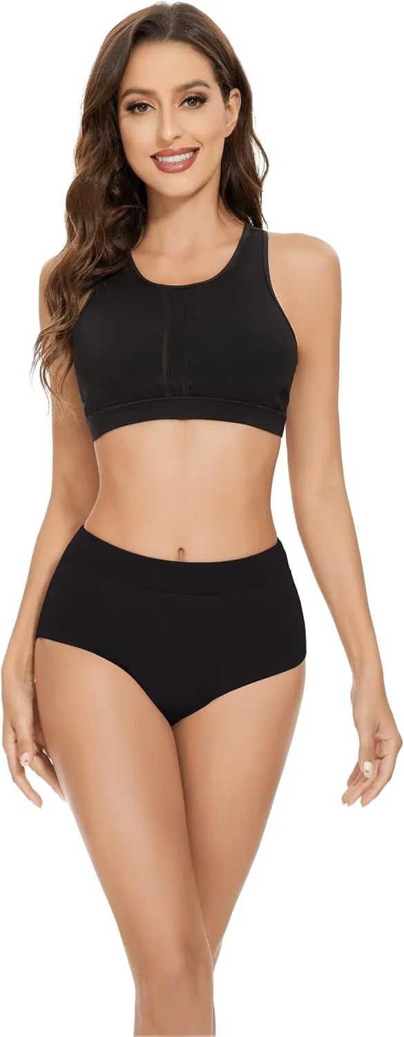 3 Pack Period Swimwear High Waist Leakproof Swim Bottoms UV 50  Menstrual Bathing Suits Bikini for Women Teens Girls