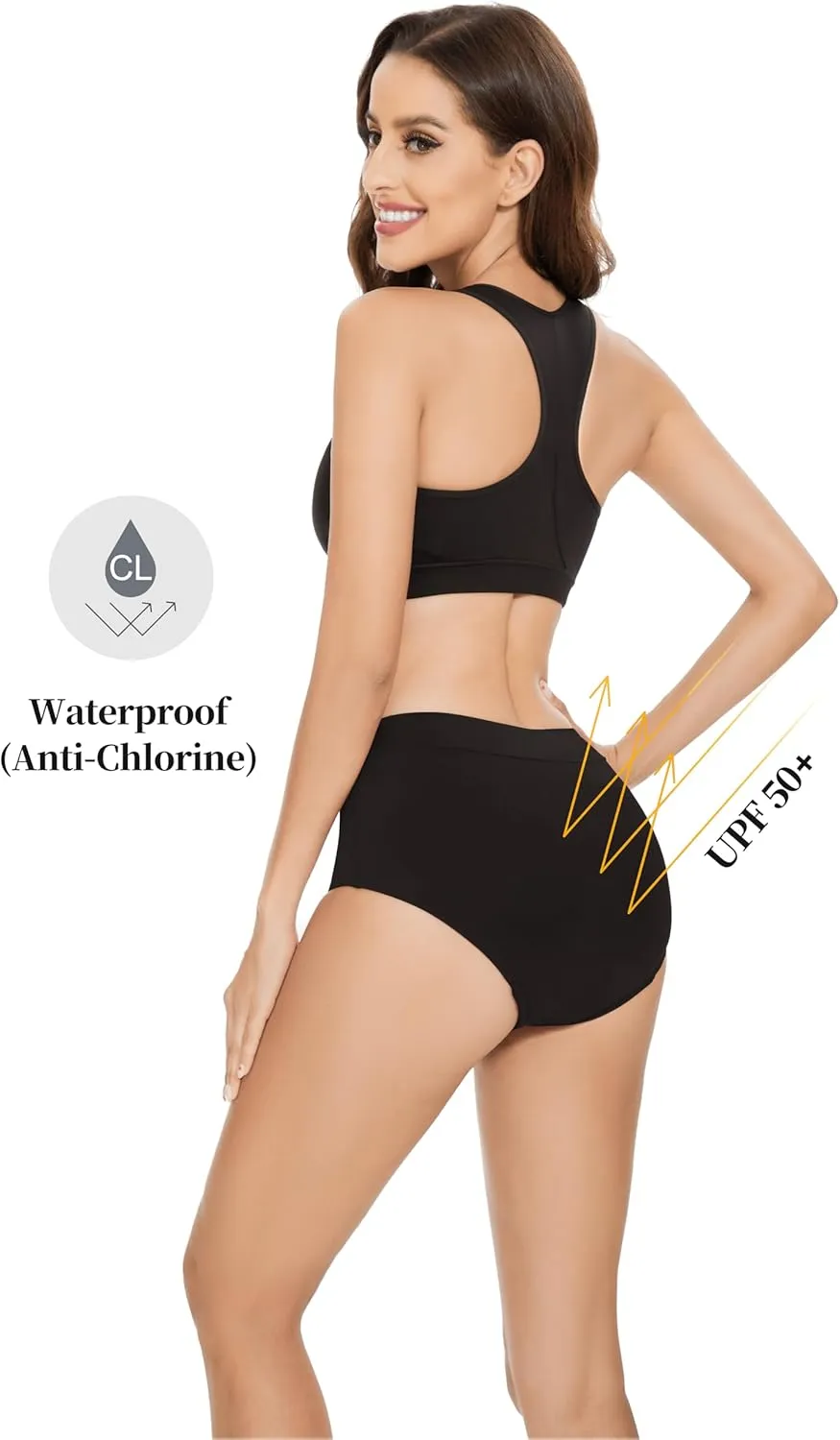 3 Pack Period Swimwear High Waist Leakproof Swim Bottoms UV 50  Menstrual Bathing Suits Bikini for Women Teens Girls