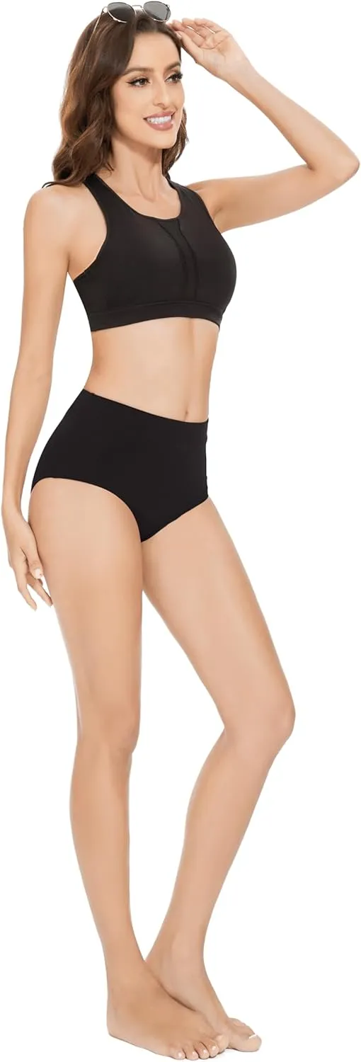 3 Pack Period Swimwear High Waist Leakproof Swim Bottoms UV 50  Menstrual Bathing Suits Bikini for Women Teens Girls
