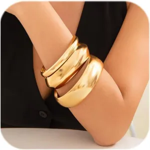3PCS Chunky Gold Bangle Bracelets Trendy Wide Chunky Cuff Bangles Bracelets Gold Stackable Bracelets Jewelry for Women