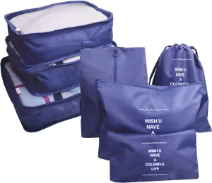 7 Set Packing Cubes Compression, Travel Packing Organizers Cubes, Clothes Storage Bags, Luggage Suitcase Organizer Bags, Travel Bag Organizer Packing Bags for Carry on Suitcase (Navy Blue)