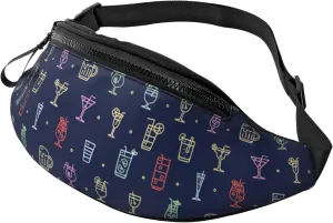 Alcohol Cocktail Signs Waist Bag With Adjustable Belt Bag Fanny Pack Bum Bag For Men Women Traveling Hiking Cycling Running Pattern-159