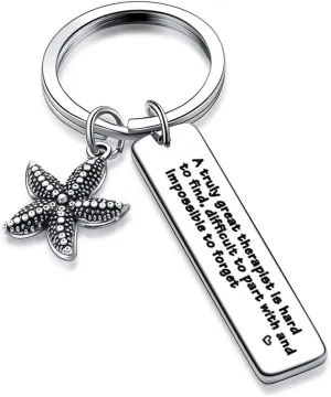 Appreciation Jewelry for Therapist Keyring Coworker Going Away Gift Retirement Jewelry Gem Type silver