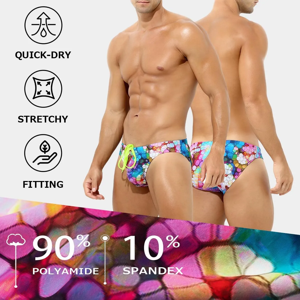 Arjen Kroos Men's Swim Briefs Swimsuit Sexy Print Swimwear Bikinis with Drawstring