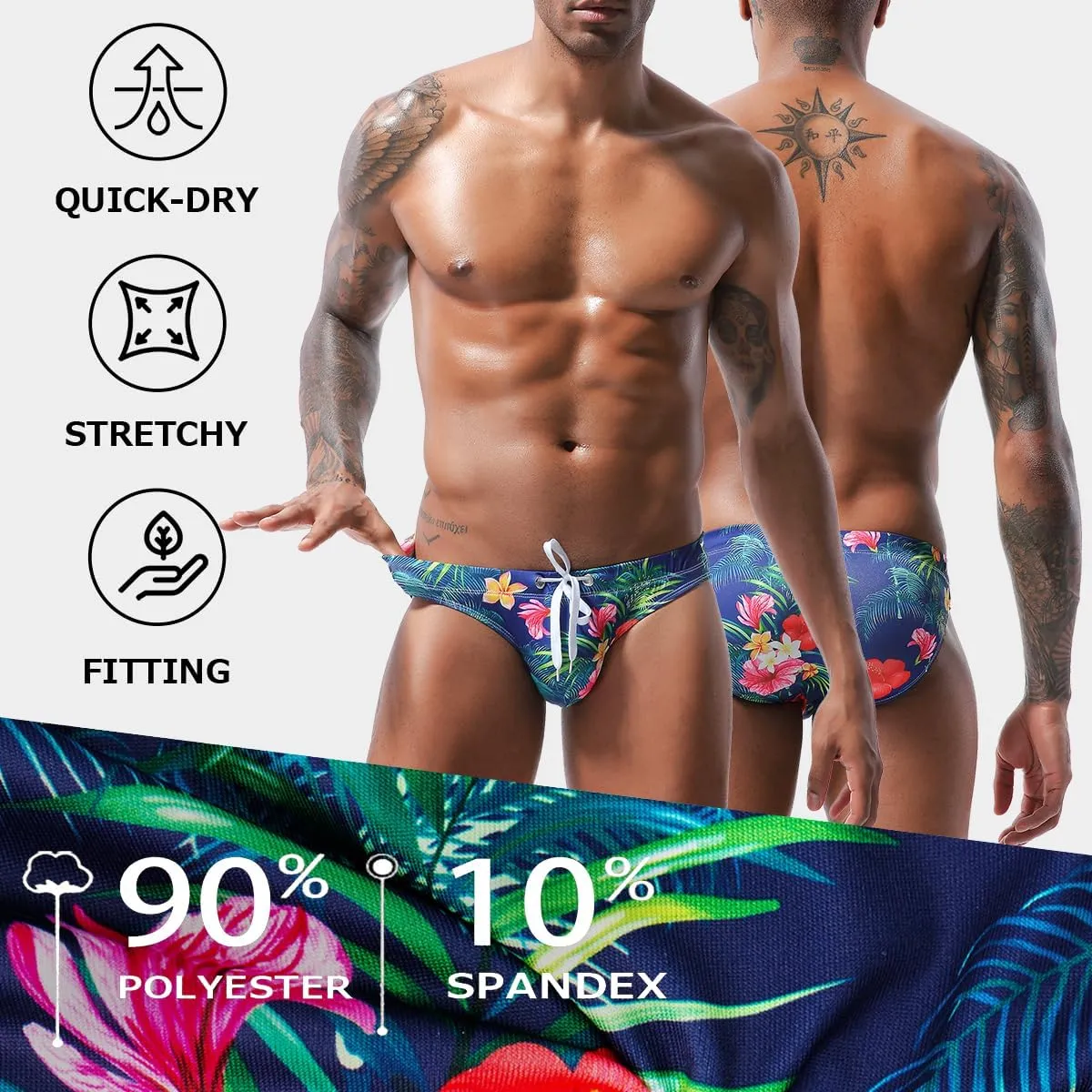 Arjen Kroos Men's Swim Briefs Swimsuit Sexy Print Swimwear Bikinis with Drawstring