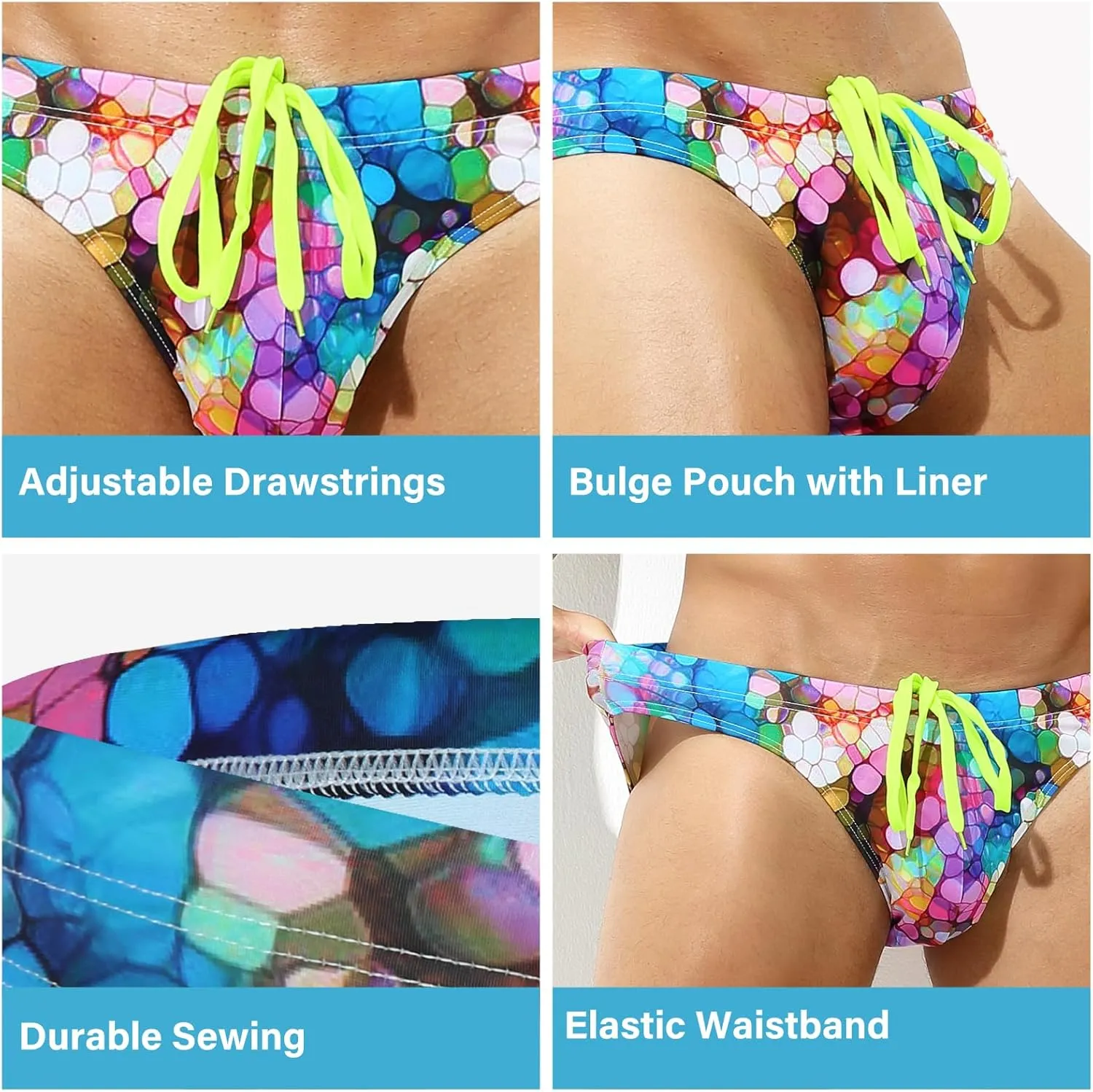 Arjen Kroos Men's Swim Briefs Swimsuit Sexy Print Swimwear Bikinis with Drawstring
