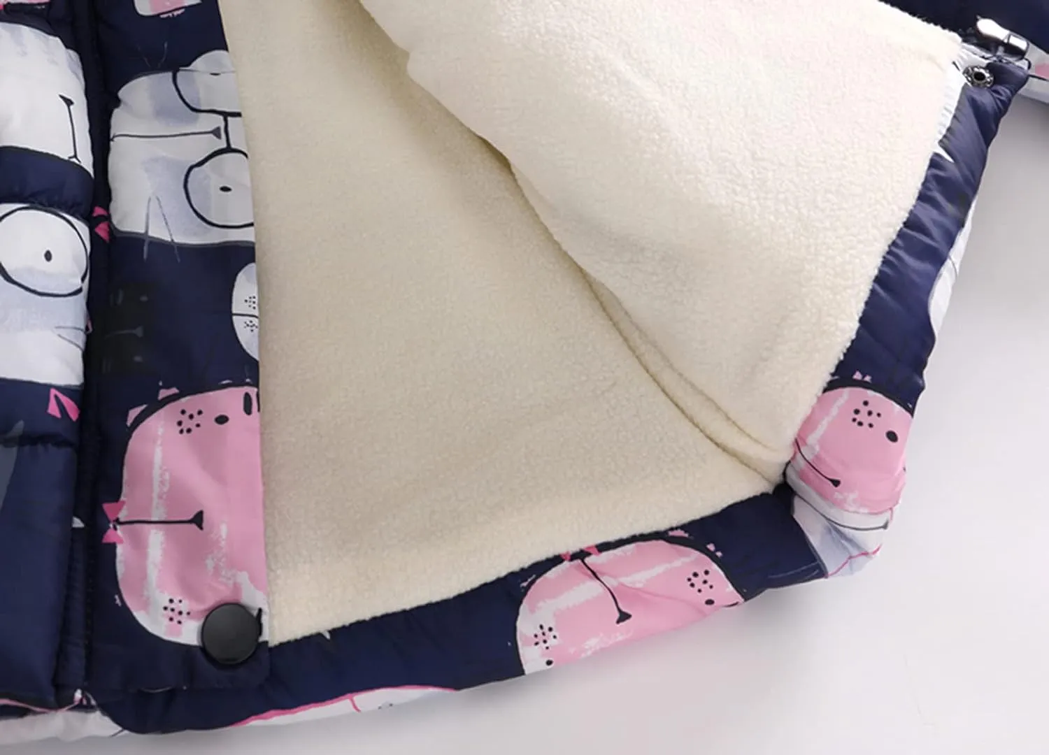 Baby Girls' Winter Coats Long Length Down Jacket Animals Print Cozy Hoodie Outerwear for 2~11 Years