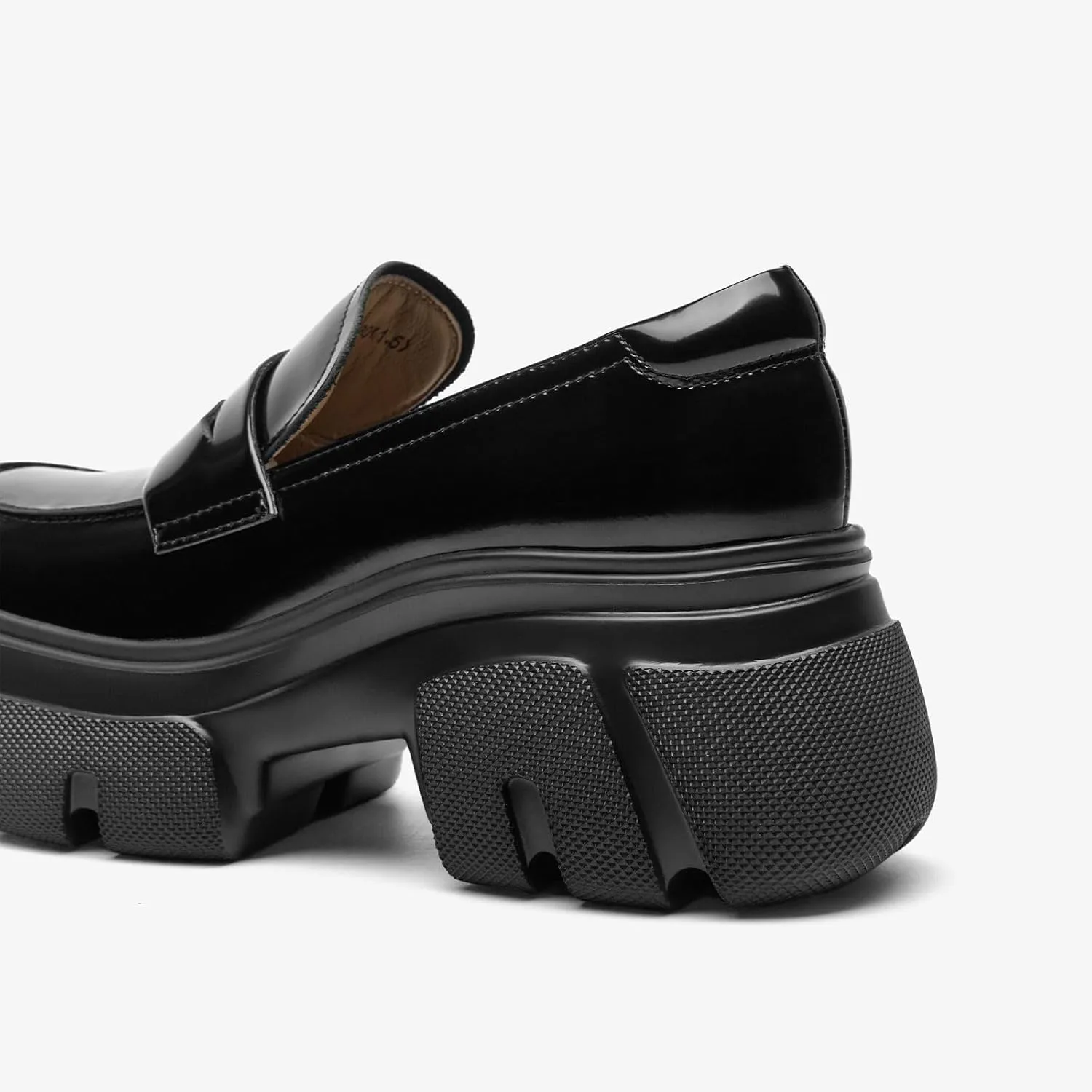 BEAU TODAY Womens Fashion Platform Loafers,Comfort Slip-on Leather Loafers for Women,Chunky Heel Shoes with Round Toe Business Work Shoes