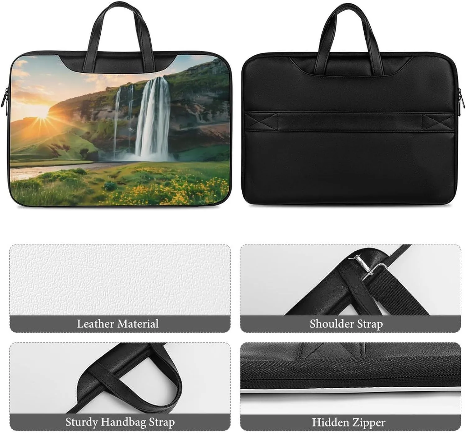 Beautiful Sunset Waterfall Laptop Tote Bag Waterproof Computer Carrying Case Business Office Briefcase