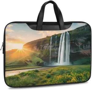 Beautiful Sunset Waterfall Laptop Tote Bag Waterproof Computer Carrying Case Business Office Briefcase