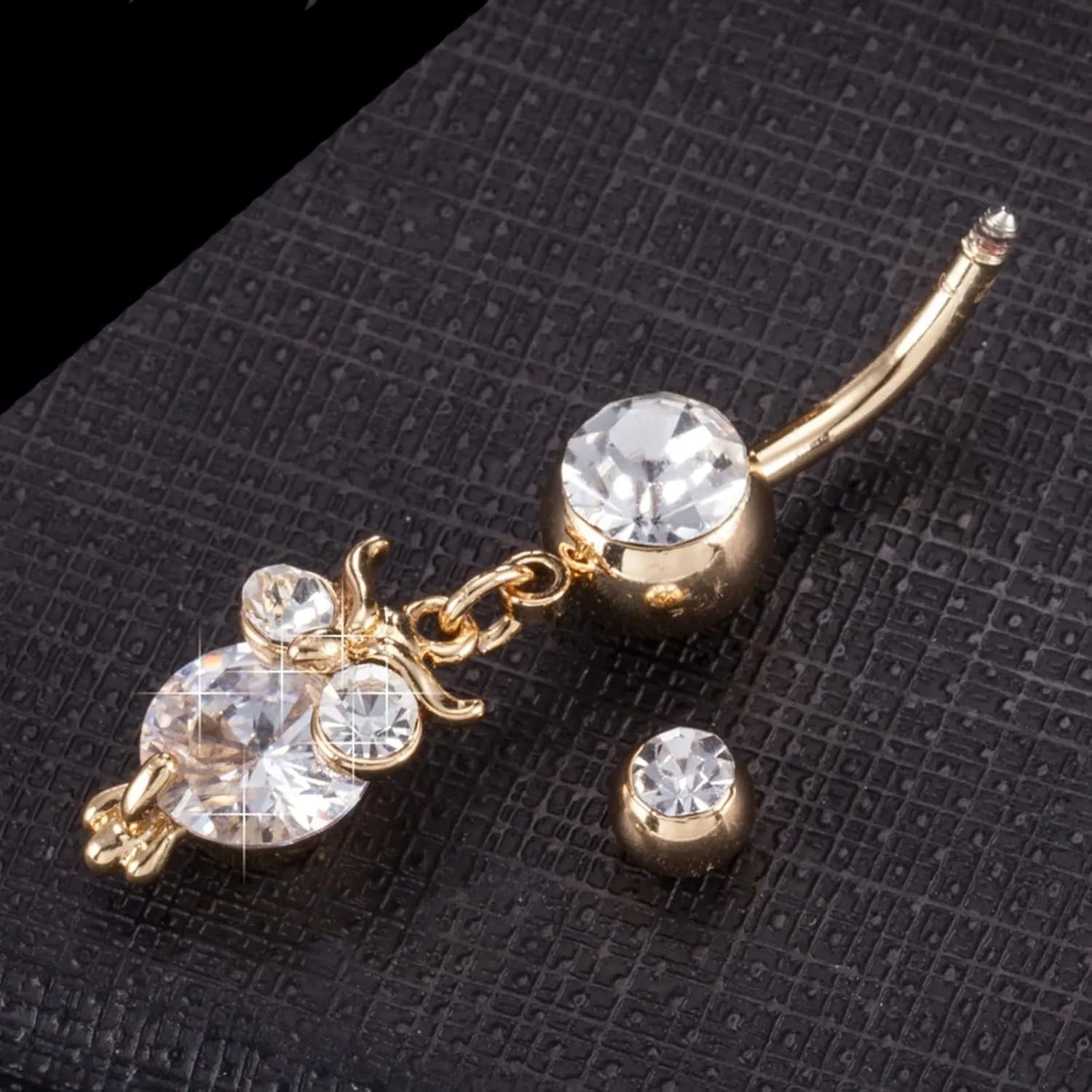 Belly Button Rings, Stainless-Steel Owl Navel Jewelry, Piercing Body Jewelry for Women