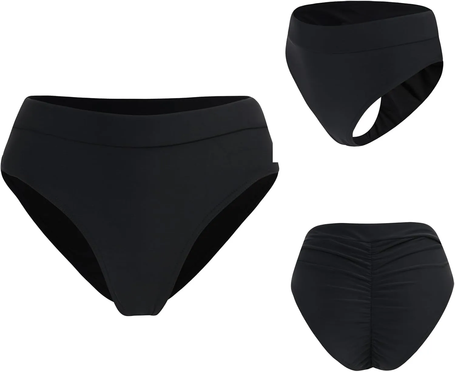 bestselling Women Vintage High Waist Bikini Bottoms Brazilian Ruched Cut Tankini Panites