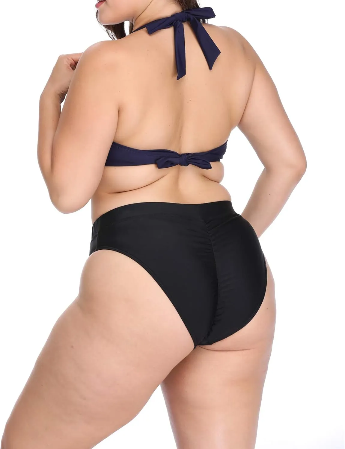 bestselling Women Vintage High Waist Bikini Bottoms Brazilian Ruched Cut Tankini Panites