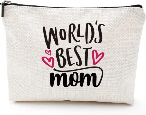 Blue Leaves Funny Mom Gifts for Mothers' Day Makeup Bag - World's Best Mom