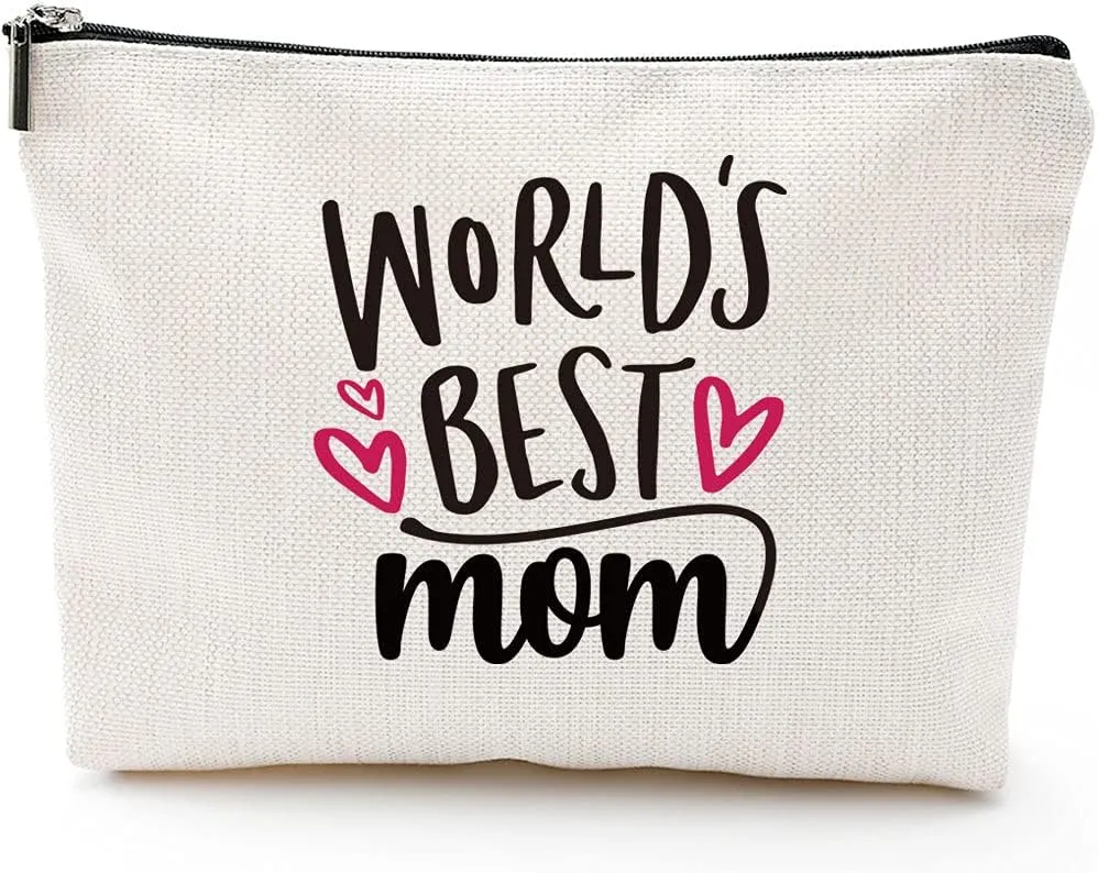 Blue Leaves Funny Mom Gifts for Mothers' Day Makeup Bag - World's Best Mom
