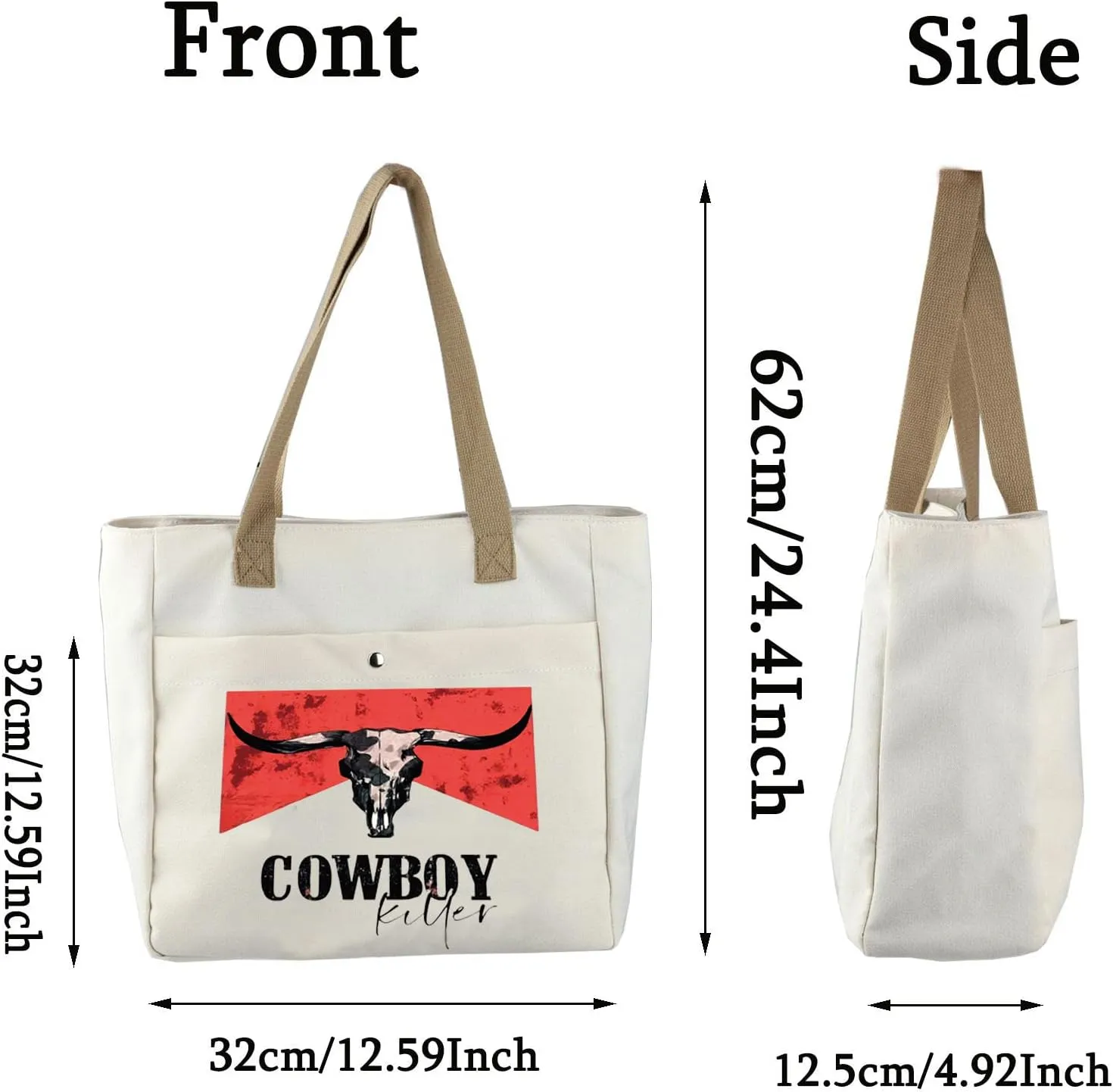 BLUPARK Cowboy Killer Cosmetic Bag Western Cowgirl Gift Women Wild Vintage Western Rodeo Zipper Pouch Bull Skull Graphic Bag (Cowboy Killer TO)