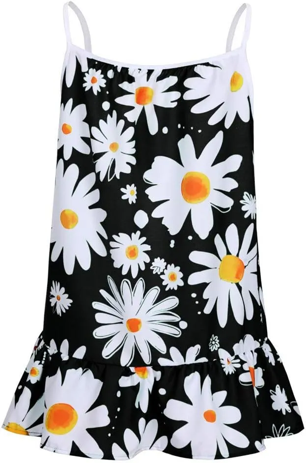 Boho Tank Tops for Women Dasiy Printed Loose Fit Flowy Cami Shirts Lightweight Summer Cute Beach Outfits Trendy