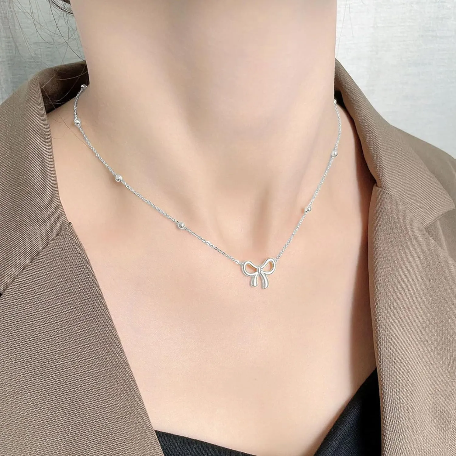 Bow Necklace Earrings Bracelet Bow Jewelry Sets for Women Dainty Gold Jewelry Set Bowknot Pendant Necklace Ribbon Stud Earrings Trendy Stuff Jewelry Gifts