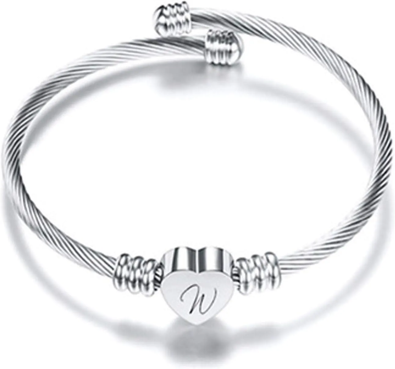 Bracelets for Women, Initial Heart A-Z Letter Cuff Bracelet, Unfading Personalized Name Expandable Wristband Bangle, Alphabet Charm Women's Jewelry Mothers Day Gifts
