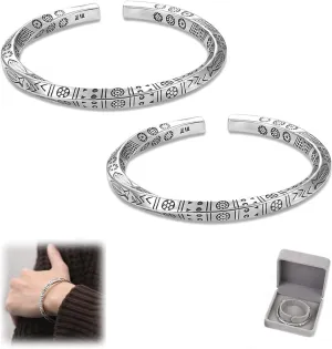 Bracelets,Silver Bracelets,Cuff Bangle,Silver Bangles,Chain Bracelets,Auspicious Totem Ethnic Bracelet,Adjustable Open Solid Bracelet Jewelry