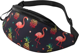 Bright Flamingo Birds Pineapples Waist Bag With Adjustable Belt Bag Fanny Pack Bum Bag For Men Women Traveling Hiking Cycling Running Pattern-105
