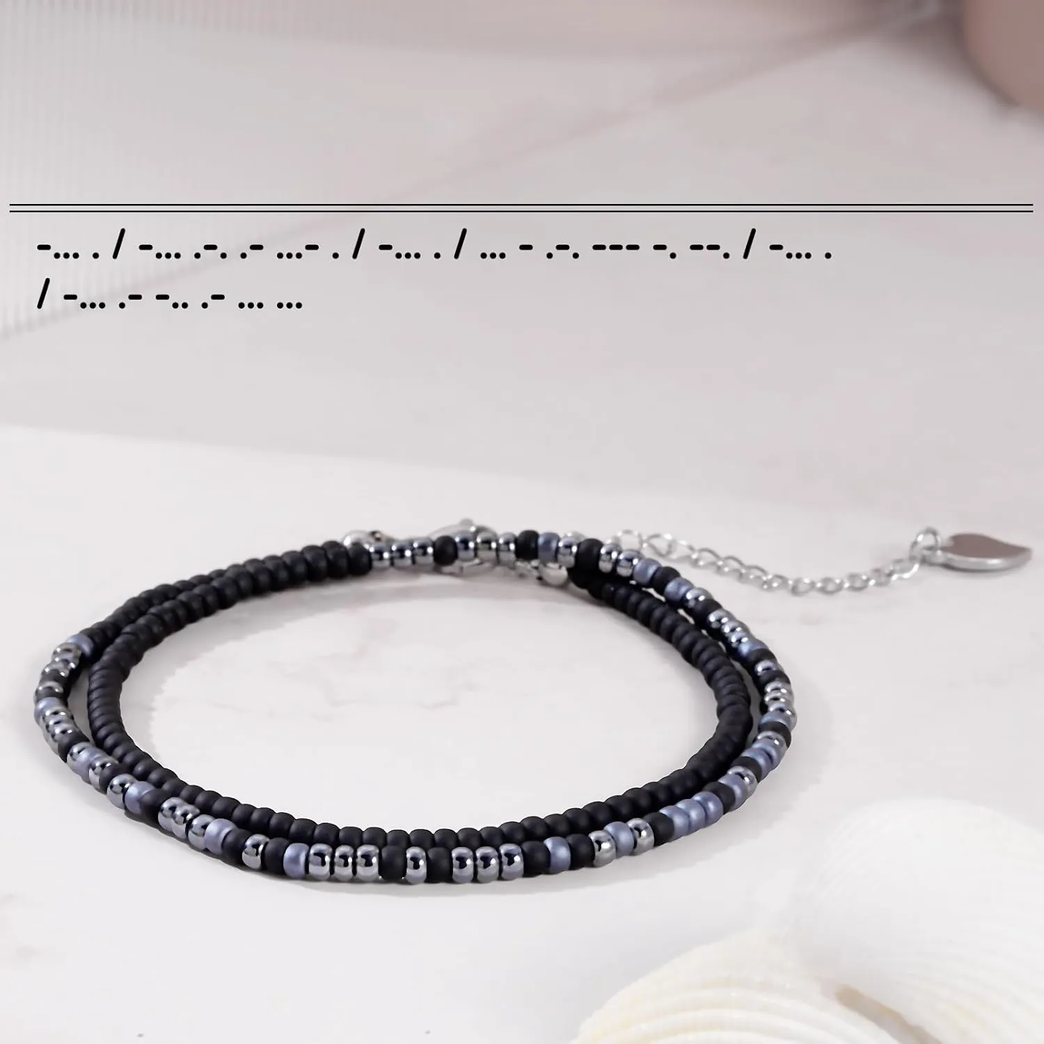 Btysun Inspirational Morse Code Bracelets for Women Men Teen Girl Gifts Best Friend Birthday Gifts for Him Her Adjustable Layered Secret Message Sister Bff Girfriend Sister Christmas Jewelry