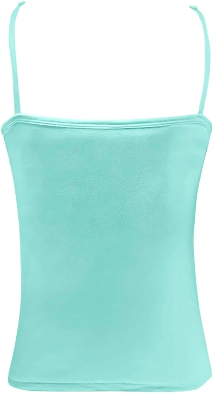 Camisole Tops for Women 2025 Summer Adjustable Spaghetti Strap Cami Tank Built in Bra Sports Padded Cotton Undershirt