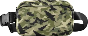 Camo with Birds Fanny Packs for Women Men, Fashion Belt Bag Waterproof Waist Pack Crossbody Bags with Adjustable Strap for Workout Running Hiking