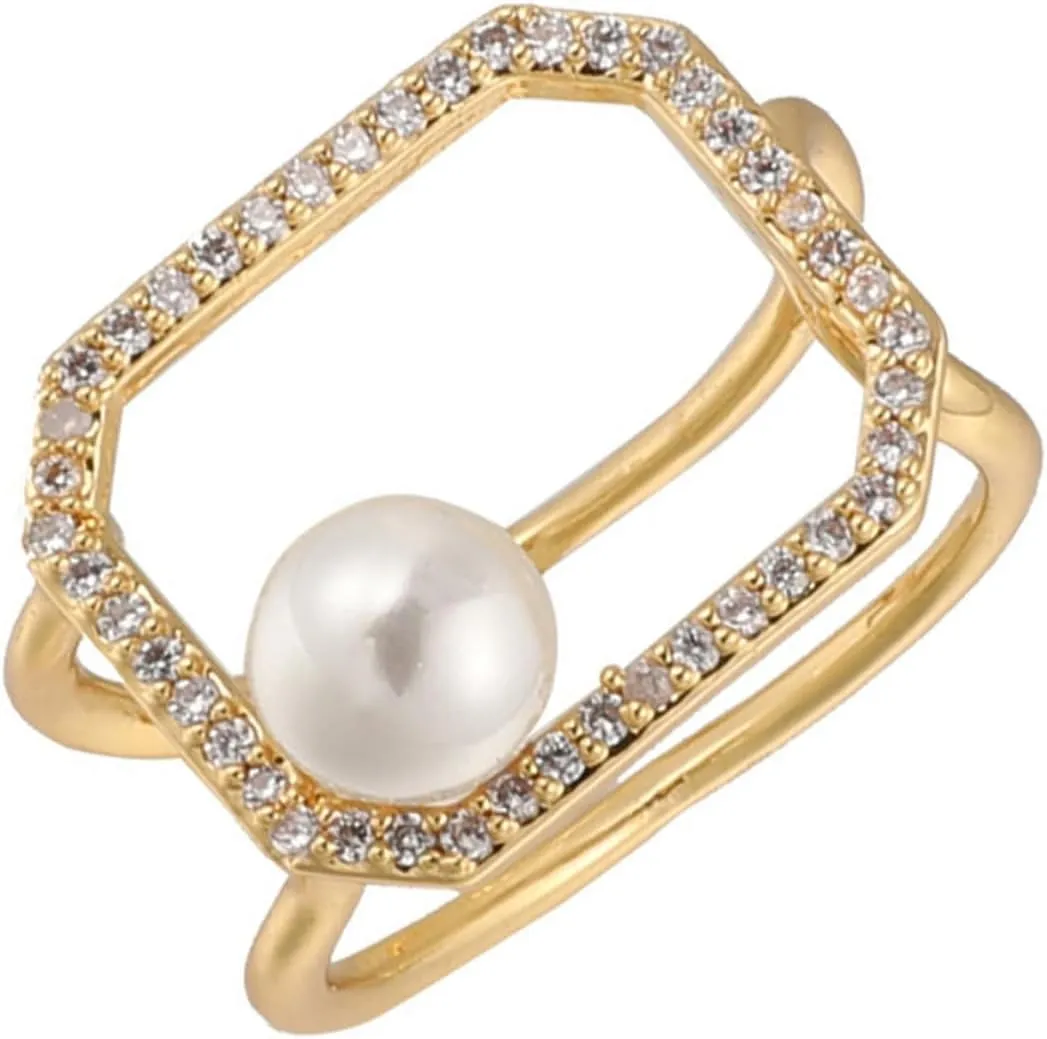 Chic Women's Ring Open Pearl Jewelry Set Thin Stackable Fashionable Jewelry for Women
