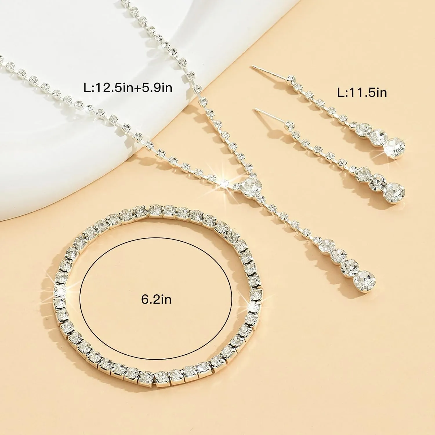 choice of all Wedding Jewelry Set for Brides Bridesmaids Silver Rhinestone Necklace Earrings Bracelet Sets Formal Costume Jewelry Prom Jewelry Sets for Women
