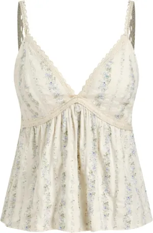 CIDER Women's Floral Cami Tops Summer V Neck Tank Top Cute Sleeveless Spaghetti Strap Camisoles