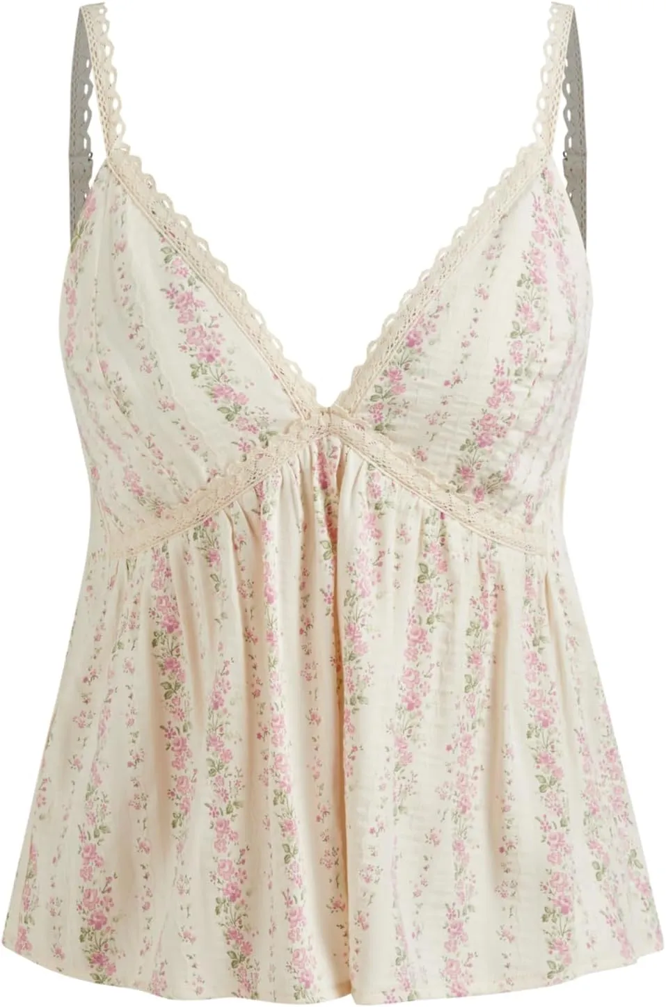 CIDER Women's Floral Cami Tops Summer V Neck Tank Top Cute Sleeveless Spaghetti Strap Camisoles