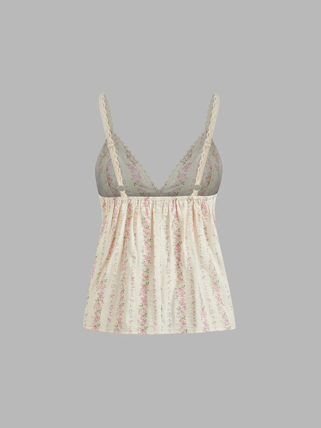 CIDER Women's Floral Cami Tops Summer V Neck Tank Top Cute Sleeveless Spaghetti Strap Camisoles