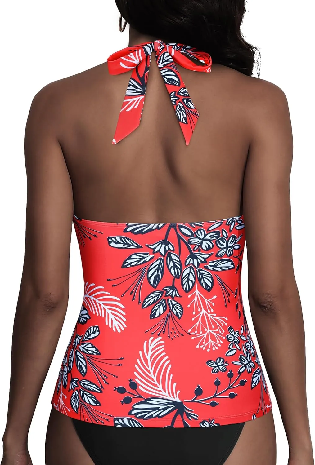 coastal rose Women's Underwire Tankini Top Twist Halter V Neck Swim Top Only Ruched Tummy Control Bathing Suit Tops