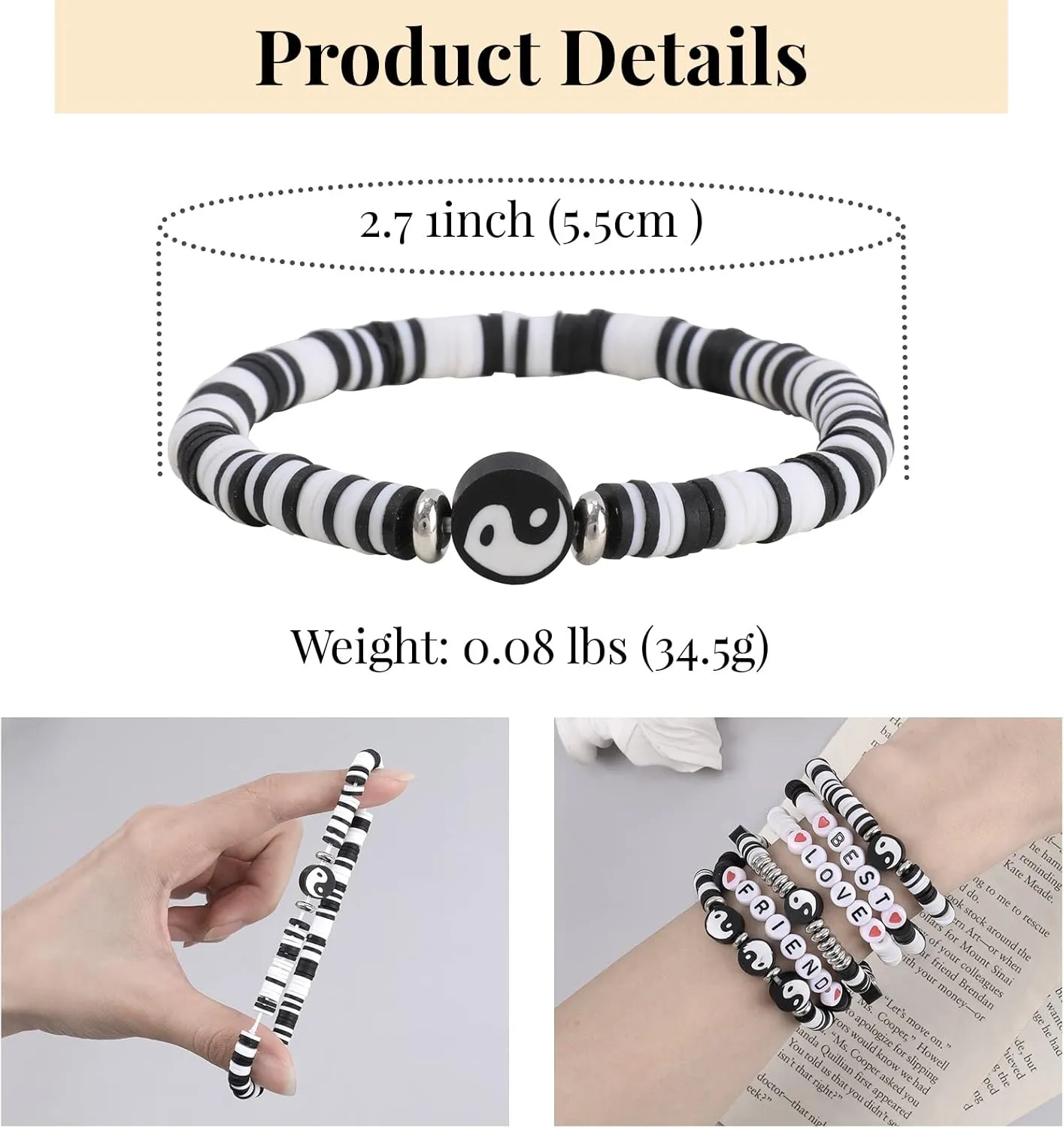 Colorful Heishi Surfer Bracelets Set for Women Stackable Clay Beaded Bracelets Disc Stretch Preppy Bracelets Smiley Face Friendship Bracelets Team Cheer Bulk Boho Summer Beach Jewelry Gift