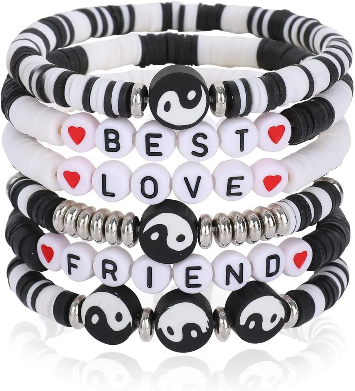 Colorful Heishi Surfer Bracelets Set for Women Stackable Clay Beaded Bracelets Disc Stretch Preppy Bracelets Smiley Face Friendship Bracelets Team Cheer Bulk Boho Summer Beach Jewelry Gift