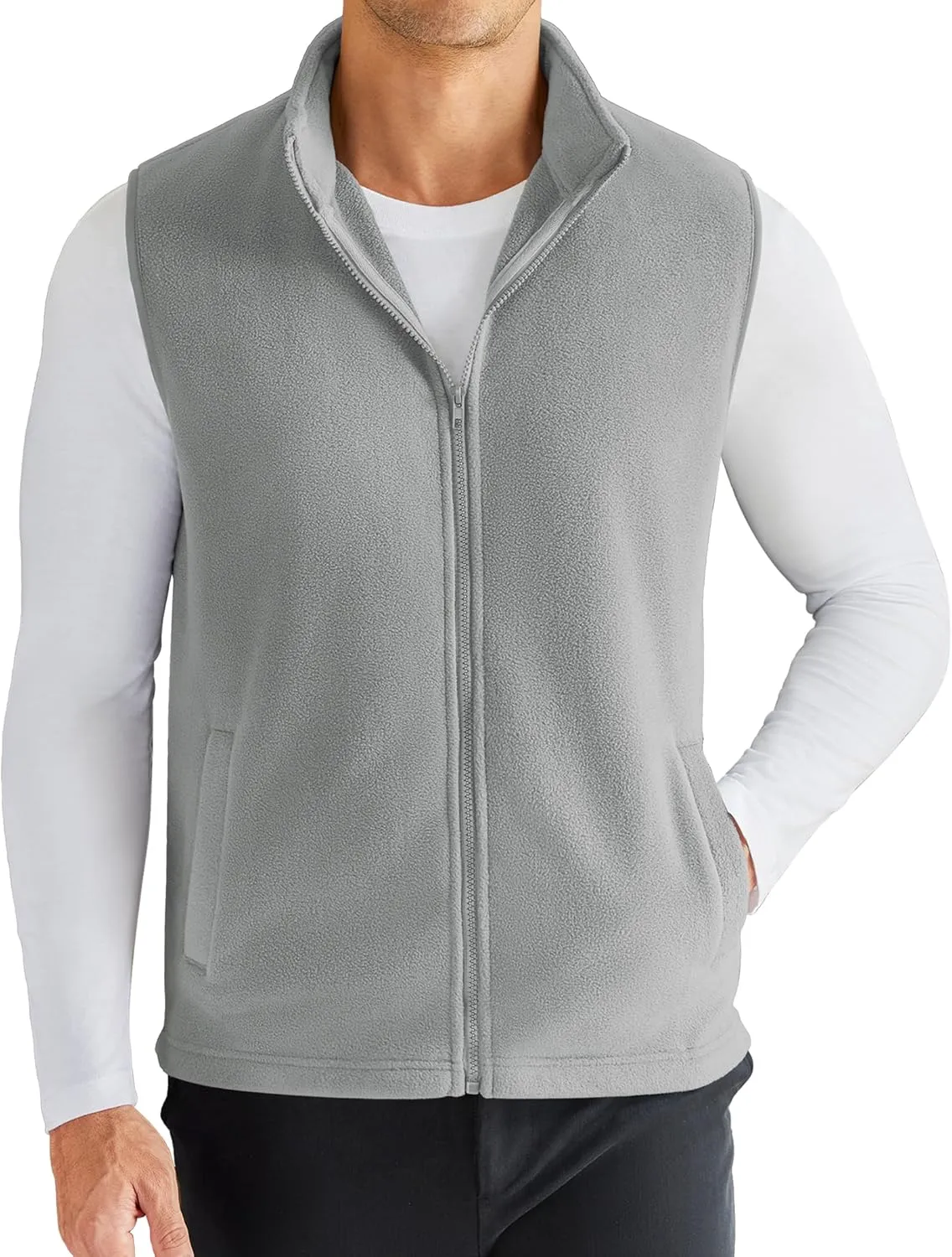 COOFANDY Men's Polar Fleece Vest Lightweight Sleeveless Zip Up Jacket Casual Outerwear Outdoor Golf Vests