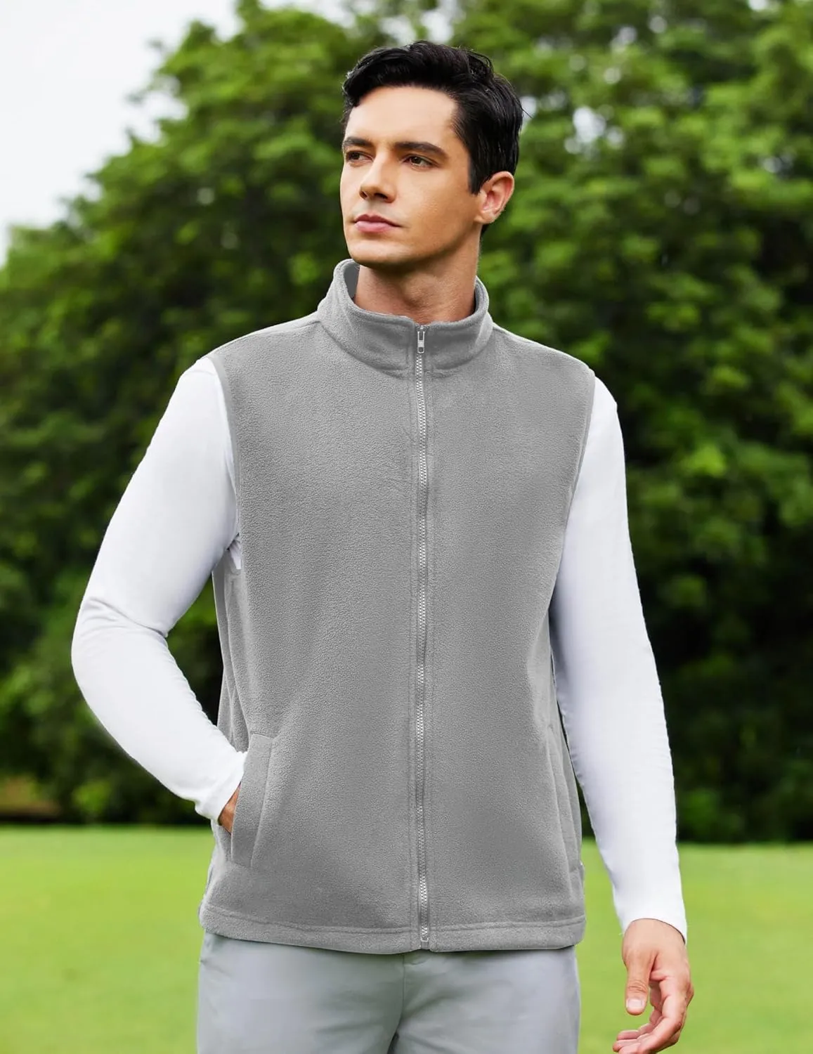 COOFANDY Men's Polar Fleece Vest Lightweight Sleeveless Zip Up Jacket Casual Outerwear Outdoor Golf Vests