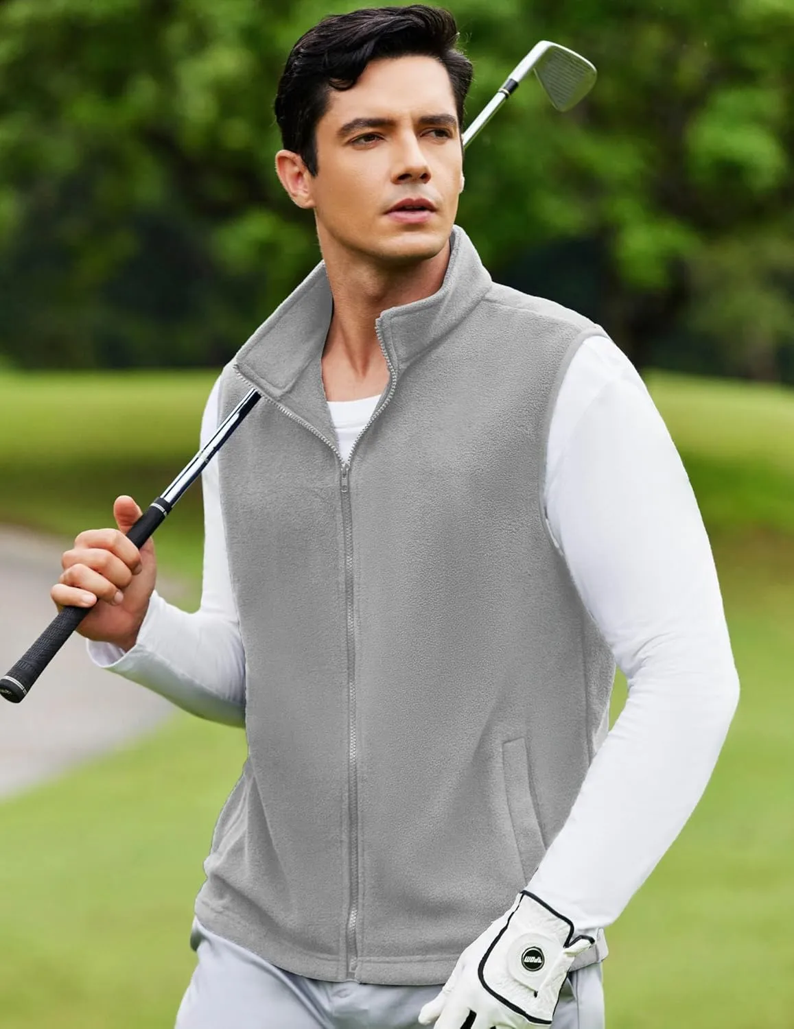 COOFANDY Men's Polar Fleece Vest Lightweight Sleeveless Zip Up Jacket Casual Outerwear Outdoor Golf Vests