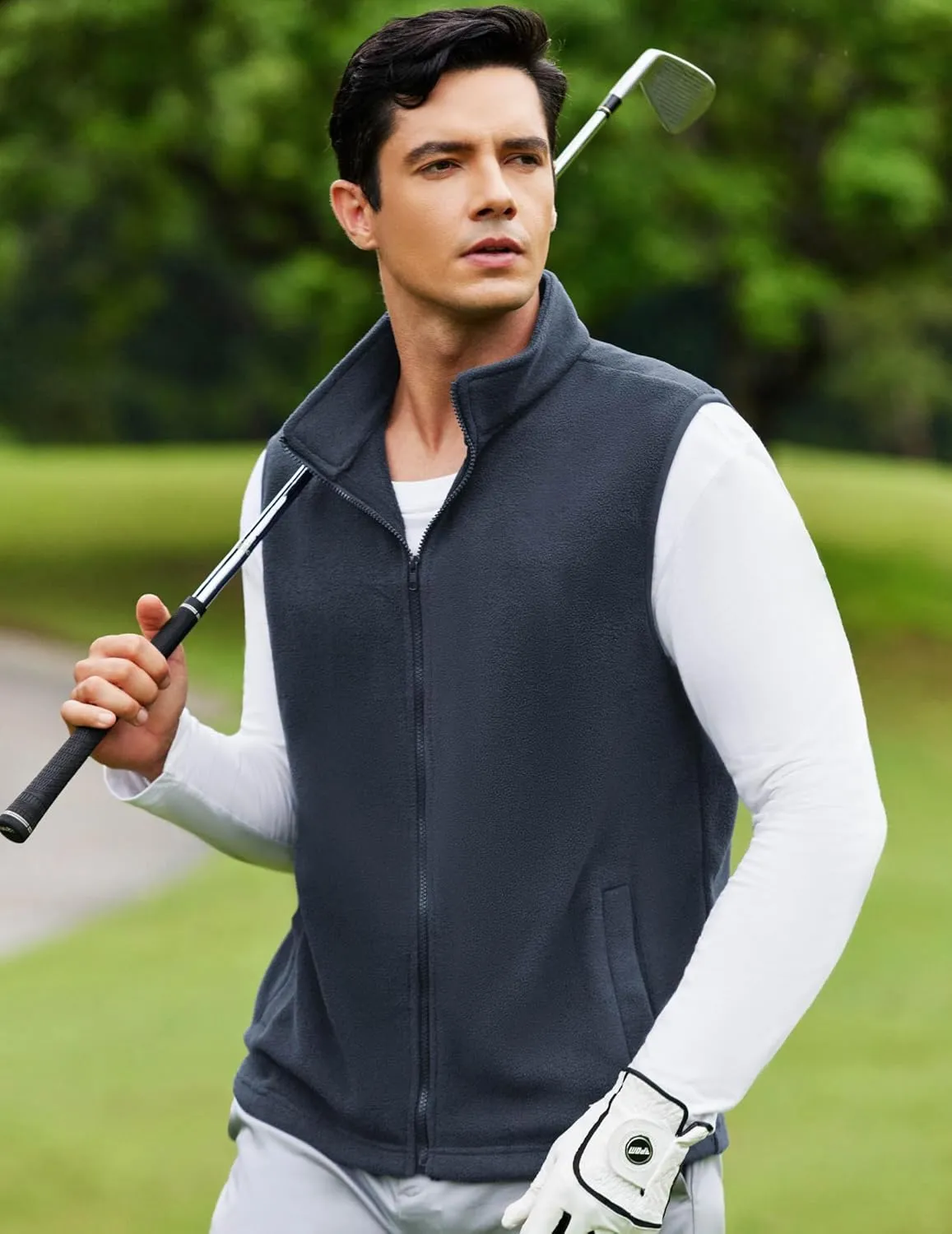 COOFANDY Men's Polar Fleece Vest Lightweight Sleeveless Zip Up Jacket Casual Outerwear Outdoor Golf Vests