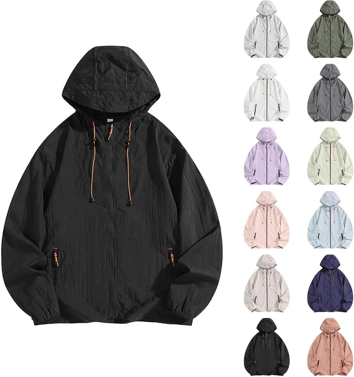 cooki Rain Coat Women with Hood Waterproof Windbreaker Lightweight Raincoats Travel Rain Jacket Fall Hooded Trench Coat